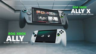asus rog xbox ally x and xbox rog ally pc gaming handhelds shown floating in space